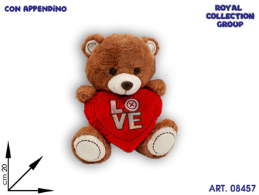 PL2936 2 ORSO PELUCHE BEIGE C/CUORE LOVE CM 20