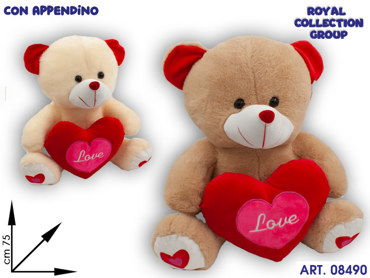 PL2919 4 ORSO PELUCHE 2 COL C/CUORE LOVE CM 75