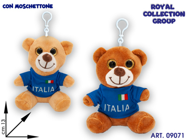 PL2970A 13 PELUCHE ITALIA AZZURRI C/MOSCHETTONE CM 13