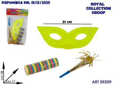 RF 20201 CONFEZIONE PARTY MASCHERA-TROMBETTA-STELLE CM 30