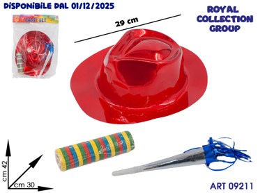 RF 20203 CONFEZIONE PARTY CAPPELLO-TROMETTA.-STELLE CM 30