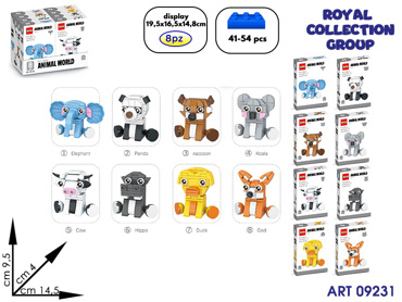 1063A BUILDING ANIMAL WORLDS 8 ASS CM 14.5X9.5 DISPLAY 8 PZ