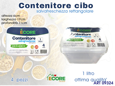 CONTENITORI 4 PZ PLASTICA RETTANGOLARE CM 17X6