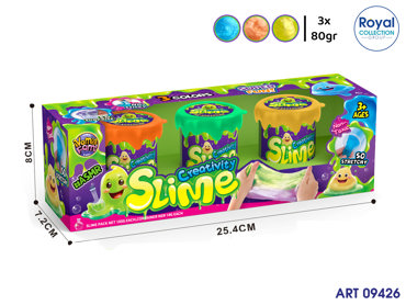 K0101438 SLIME 3 PZ CREATIVTY GR 3x80 ASS