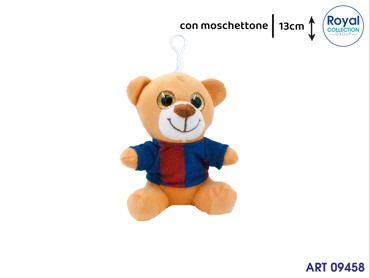 PL2970 13G PELUCHE ROSSO/BLU C/MOSCHETTONE CM 13