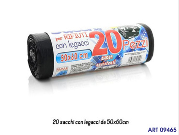 4362120 ROTOLO 20 SACCHI IMMONDIZIA CM 60X50 NERI