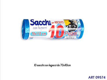 10 SACCHI IMMONDIZIA 110X70 BLU