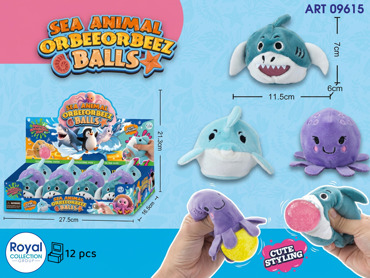 BTX-021 SEA ANIMAL SQUISHY 3 ASS CM 9  DISPLAY 12 PZ