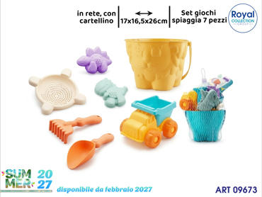4265 SECCHIELLO SPIAGGIA C/7 ACCESSORI COL CM 26X17X16.5