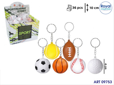 K540013 PORTACHIAVI PALLINE SPORT IN GOMMA CM 4