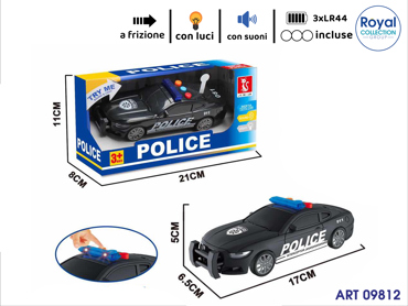3217613  J168-17 AUTO POLIZIA NERA FRIZ LUCE- SUONI CM 21X11