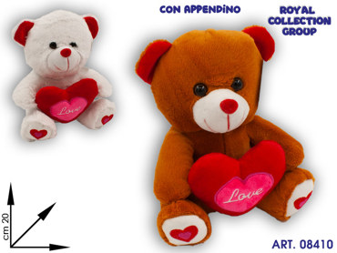 PL2919 2 ORSO PELUCHE 2 COL C/CUORE LOVE CM 20