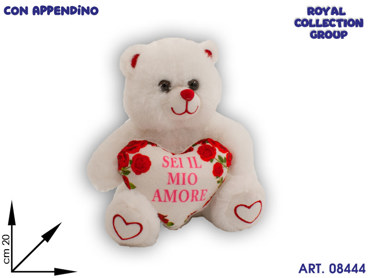 PL2932 2 ORSO PELUCHE  BIANCO C/CUORE  CM 20