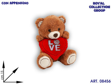 PL2936 1 ORSO PELUCHE BEIGE C/CUORE LOVE CM 15