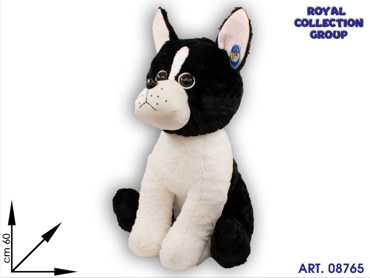 PL2916 CANE OCCHIONI PELUCHE BIANCO NERO CM 60