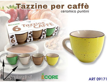 TAZZINE CAFFE' 6PZ COL PUNTINI  CM 25X13