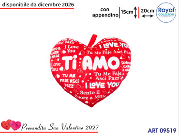 PL3054 1 CUORE ROSSO PELUCHE  CM 20