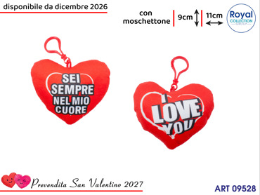 PL3058 1 CUORE PELUCHE INNAMORATI C/MOSCHETTONE CM 11