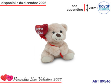 PL2983 1 ORSO PELUCHE PALLONCINO CM 21