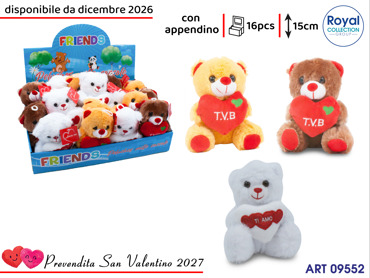 ESPOSITORE PZ 16 PELUCHE ASS CM 15