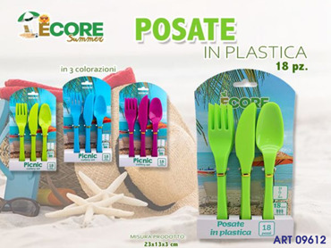 POSATE PLASTICA 18 PZ  CM 23X13